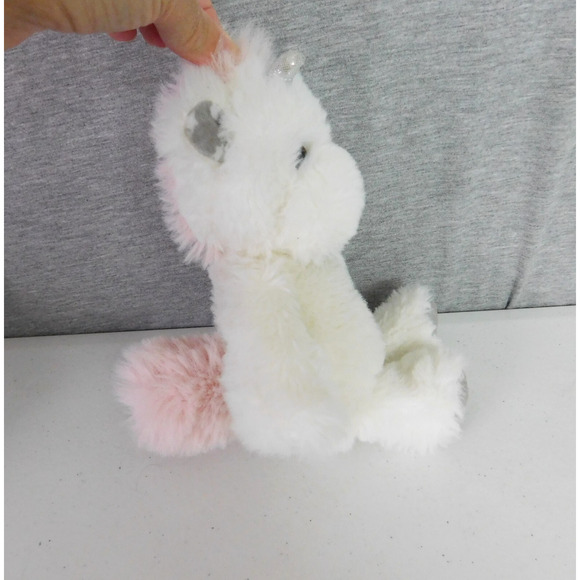 Worlds Softest Plush Unicorn Horse White Silver Horn Pink Tail 2021 7 inch - Picture 3 of 7